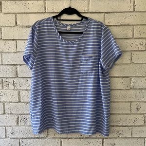 Light Blue and White Striped Blouse - Old Navy